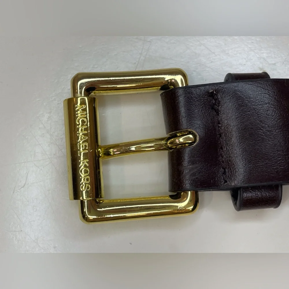 Michael Kors Women’s Dark Brown Belt with Gold‎ Buckle Size XL